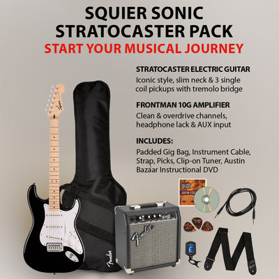 Fender Squier Sonic Strat Pack - Black w/ Frontman 10G Amplifier