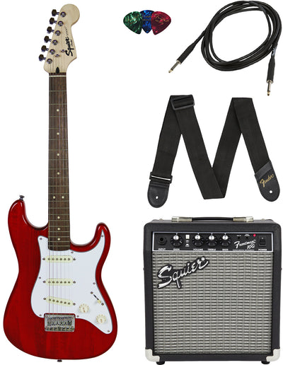 Fender Squier Short Scale 24-Inch Strat Pack - Transparent Red