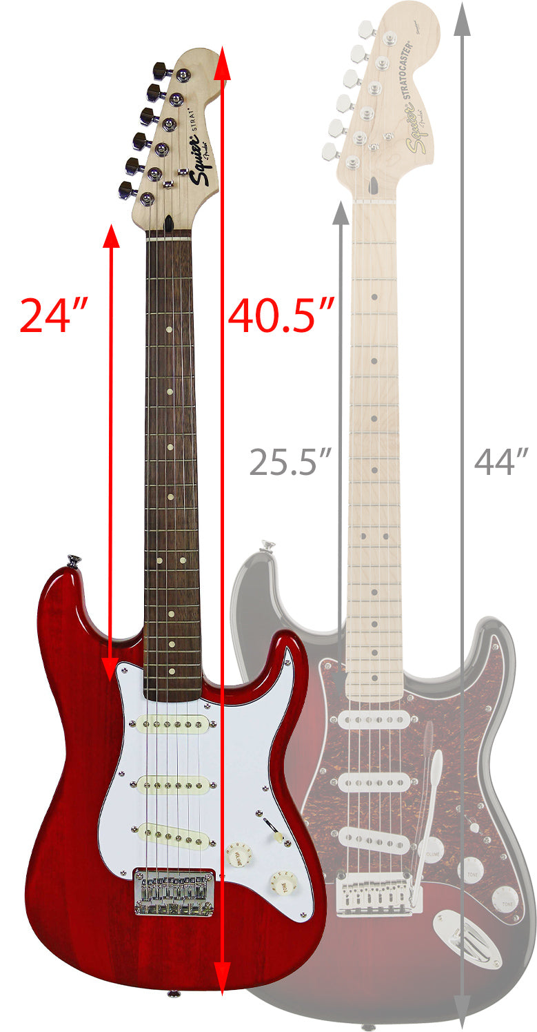 Fender Squier Short Scale 24-Inch Strat Pack - Transparent Red w/ Tuner