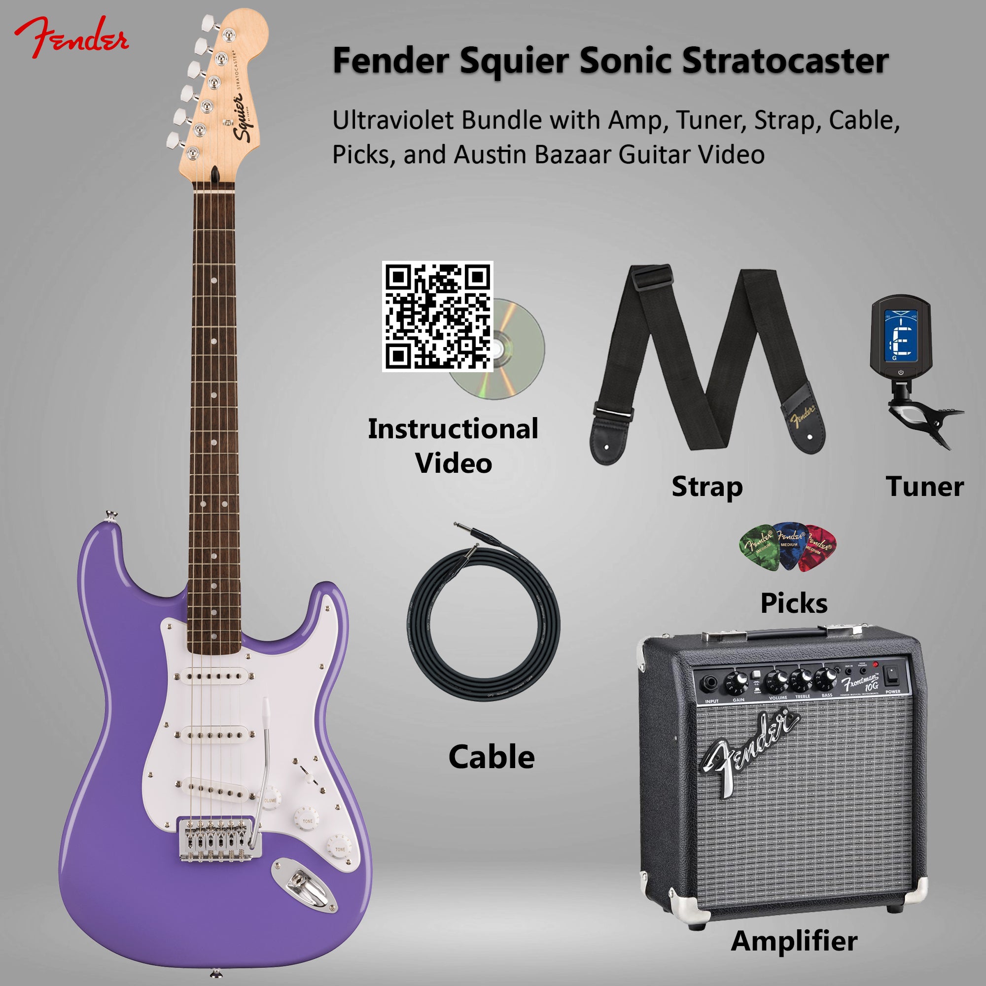 Fender Squier Sonic Stratocaster - Ultraviolet w/ Frontman 10G Amplifier