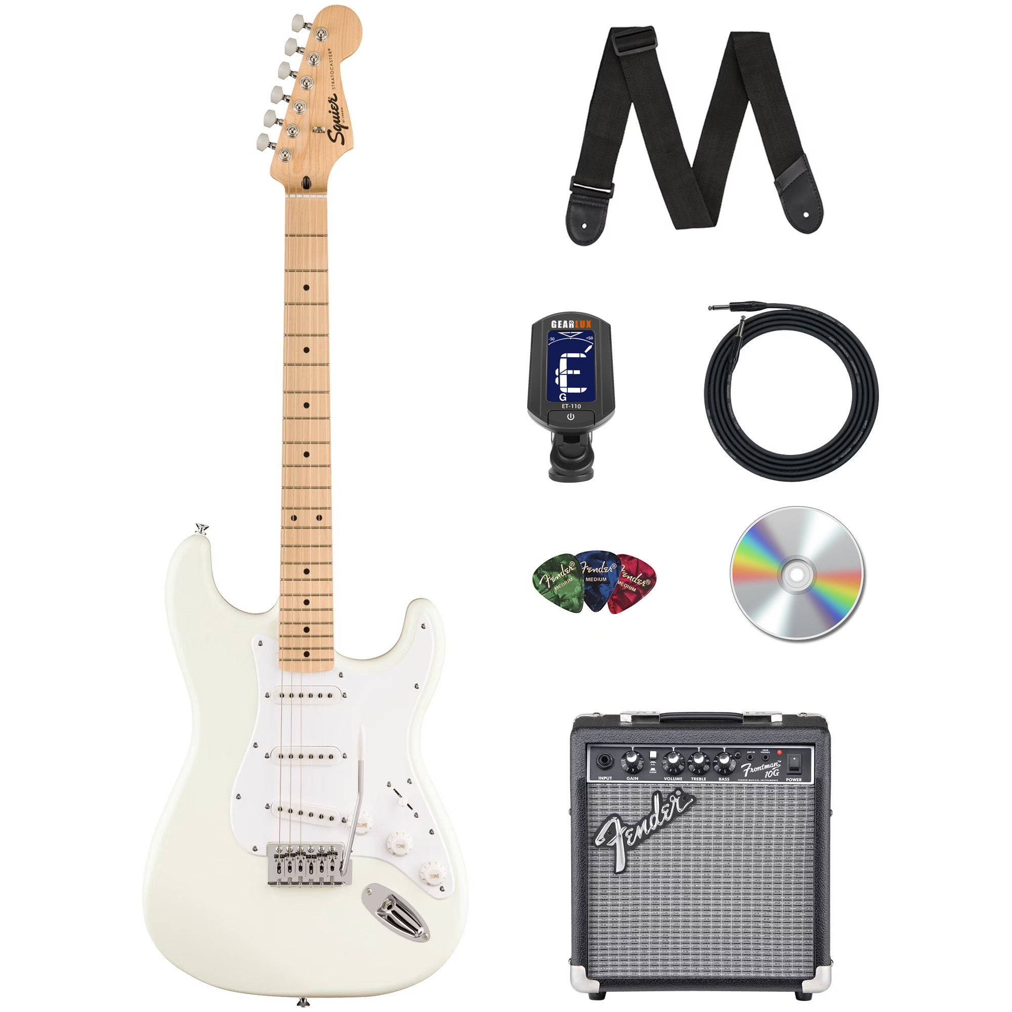 Fender Squier Sonic Stratocaster - Arctic White w/ Amplifier