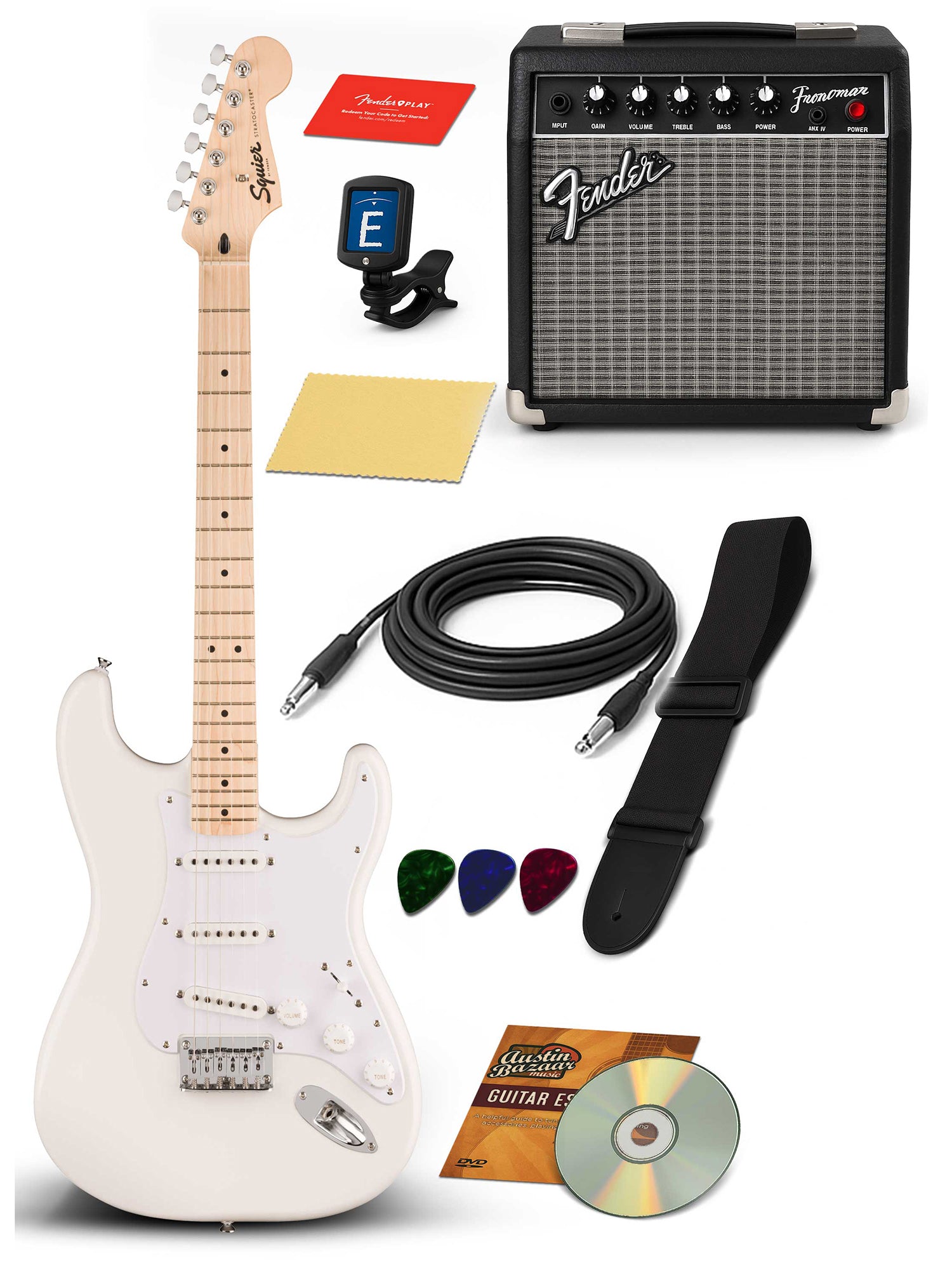 Fender Squier Sonic Stratocaster HT - Arctic White w/ Frontman 10G Amplifier