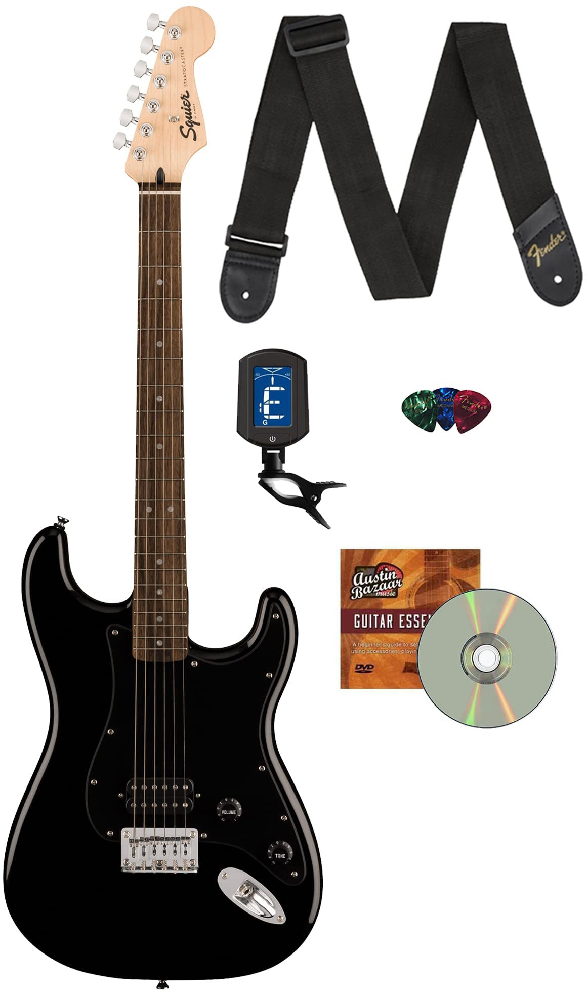 Fender Squier Sonic Stratocaster HT H - Black w/ Tuner – Austin Bazaar