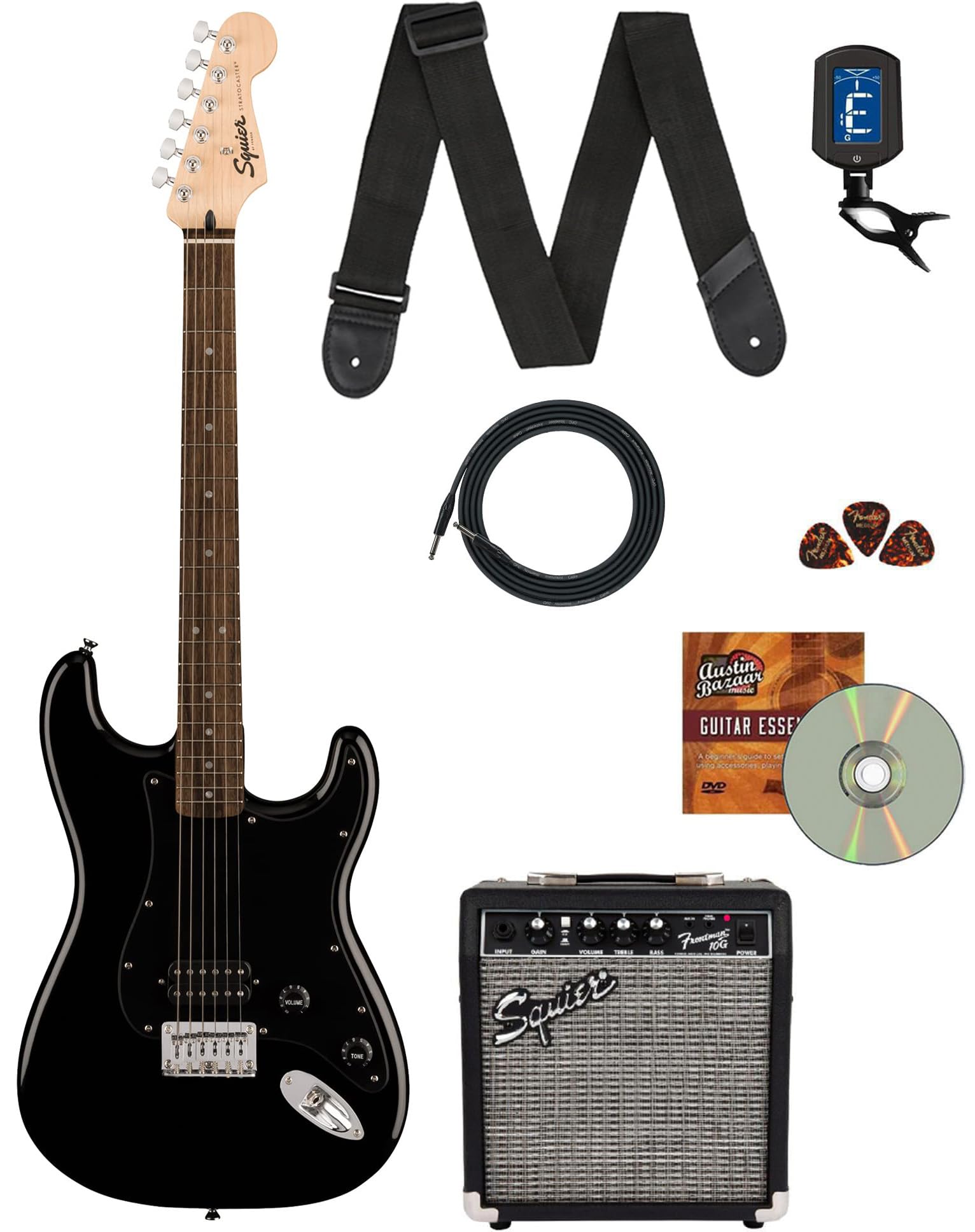 Fender Squier Sonic Stratocaster HT H - Black w/ Frontman 10G Amplifier