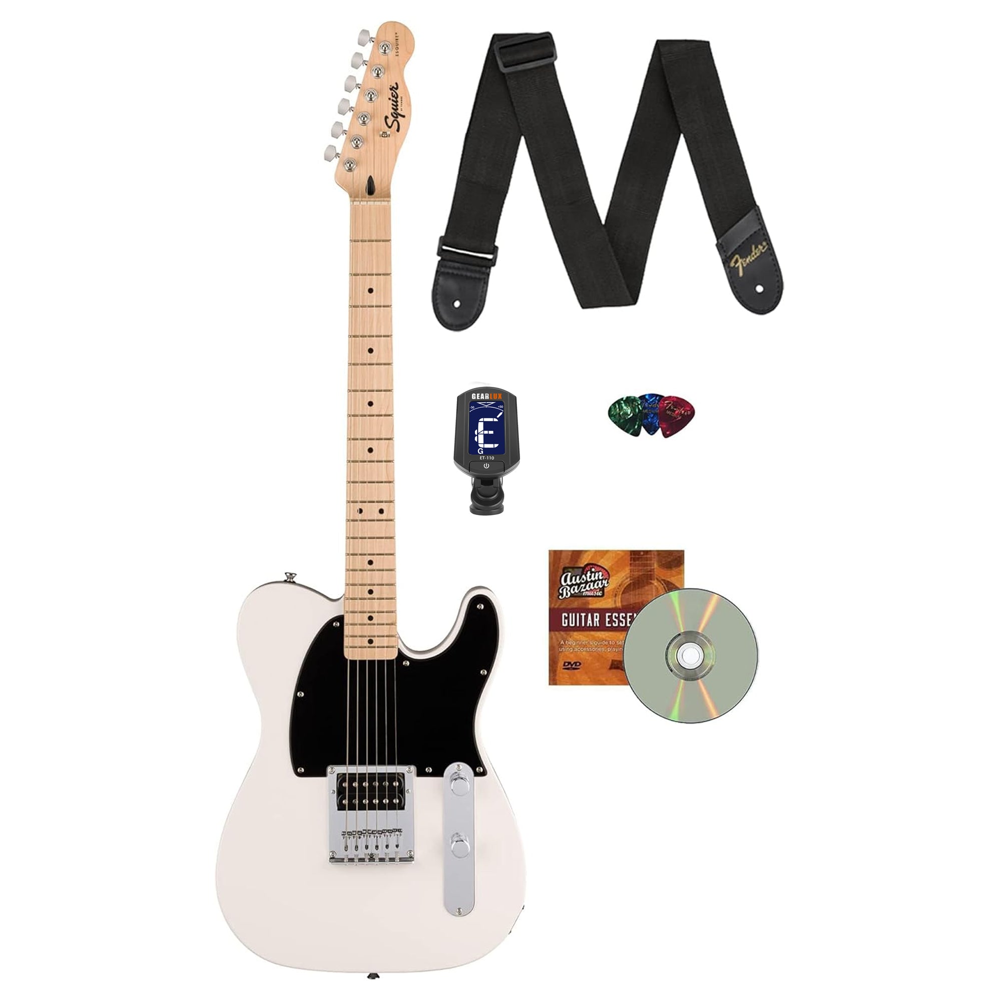 Fender Squier Sonic Esquire H Electric Guitar - Arctic White w/ Tuner