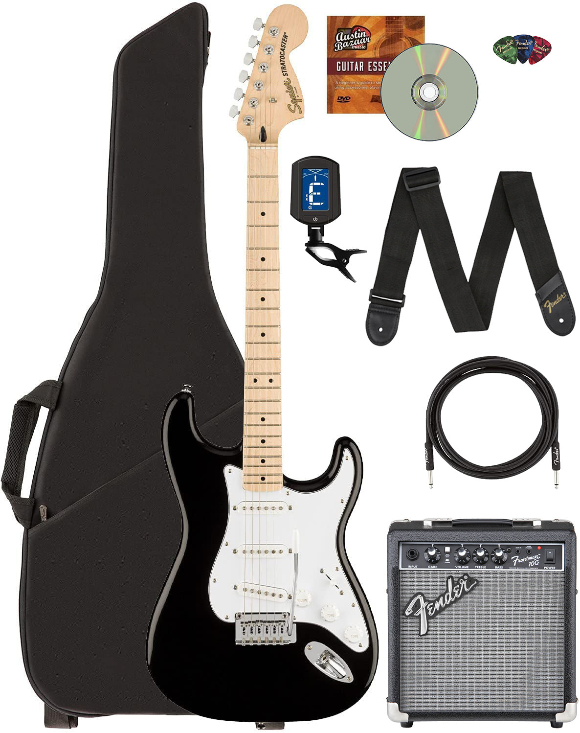 Fender Squier Affinity Stratocaster - Olympic Black w/ Frontman 10G Amplifier