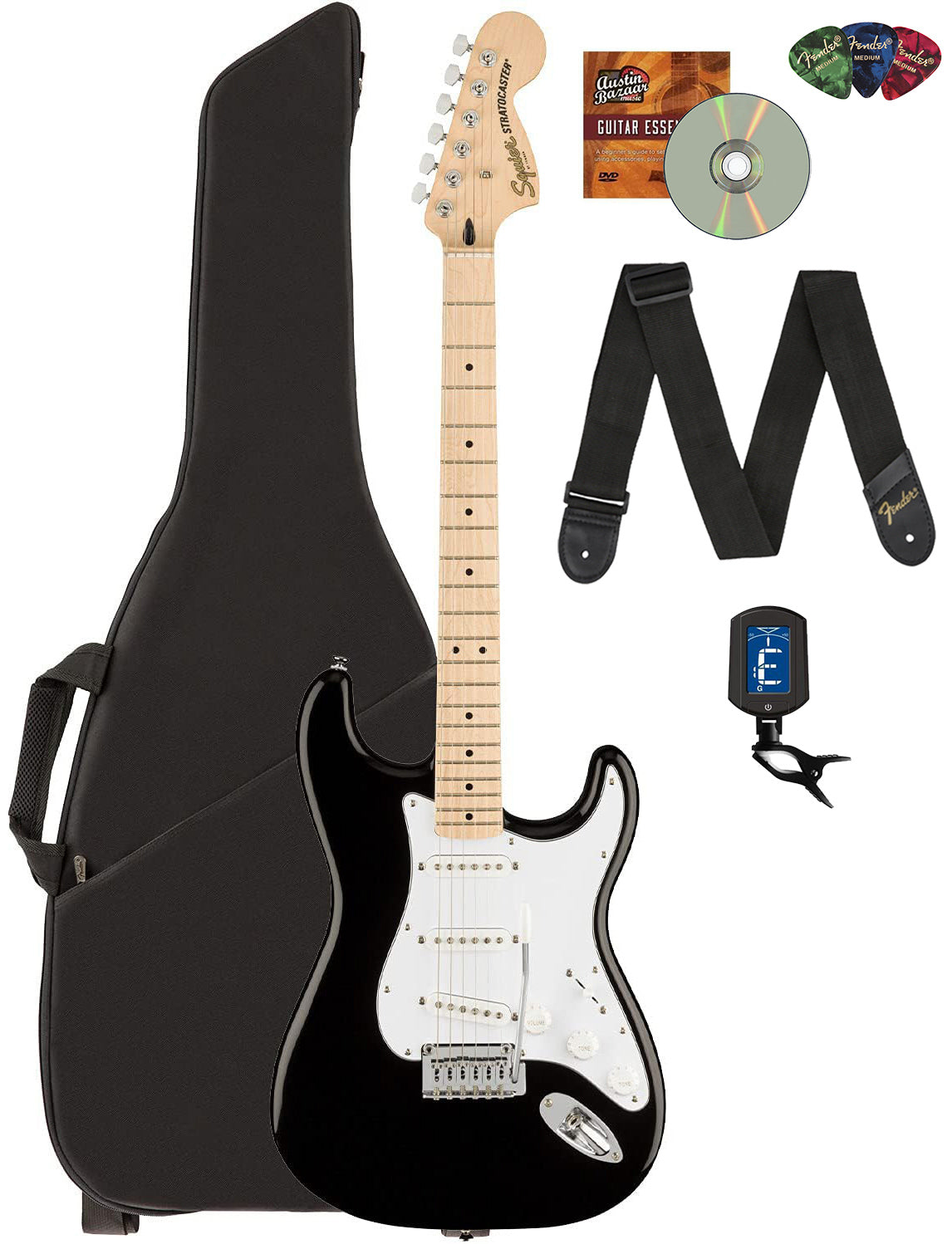 Fender Squier Affinity Stratocaster - Olympic Black w/ Gig Bag