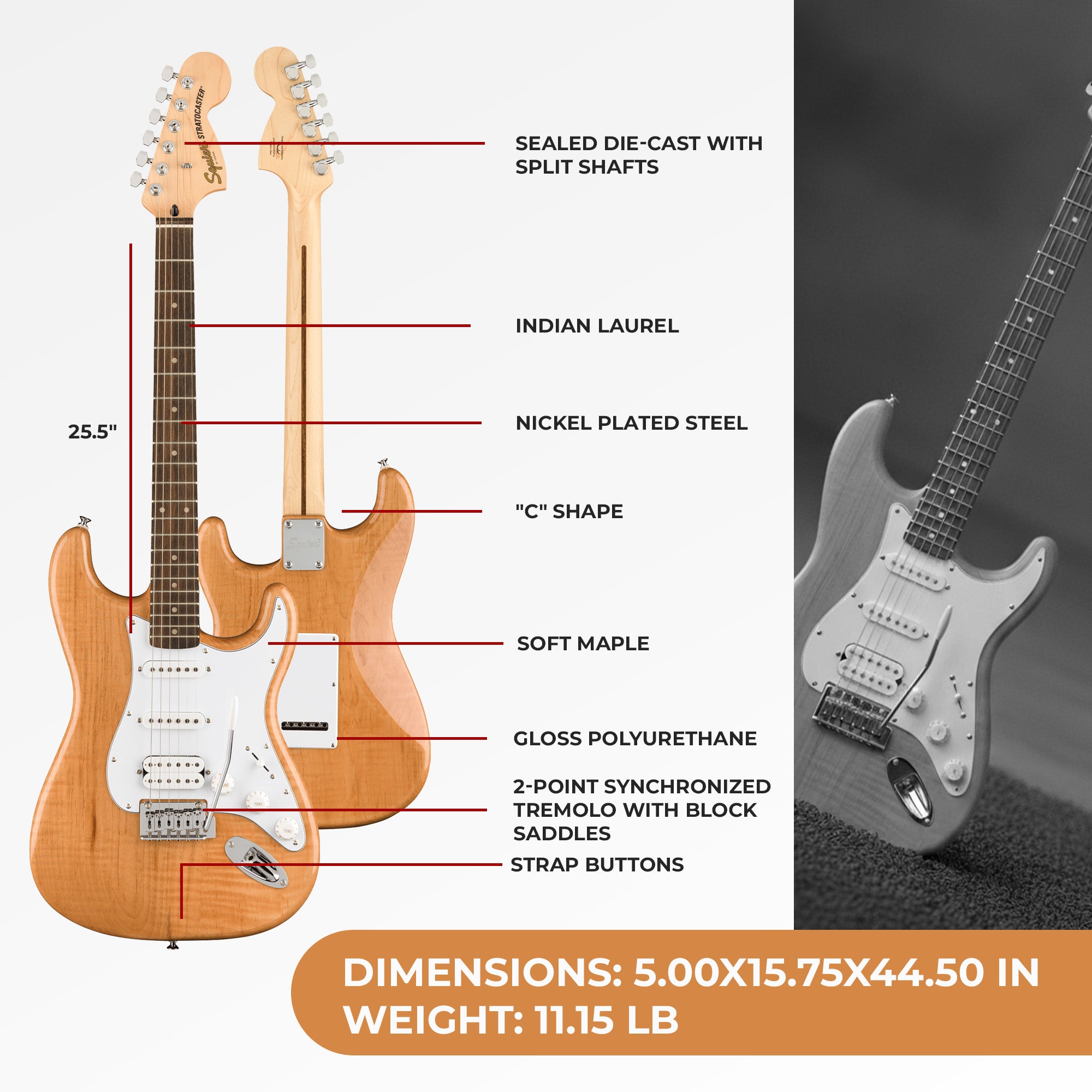 Fender Squier Affinity Stratocaster HSS - Natural – Austin Bazaar