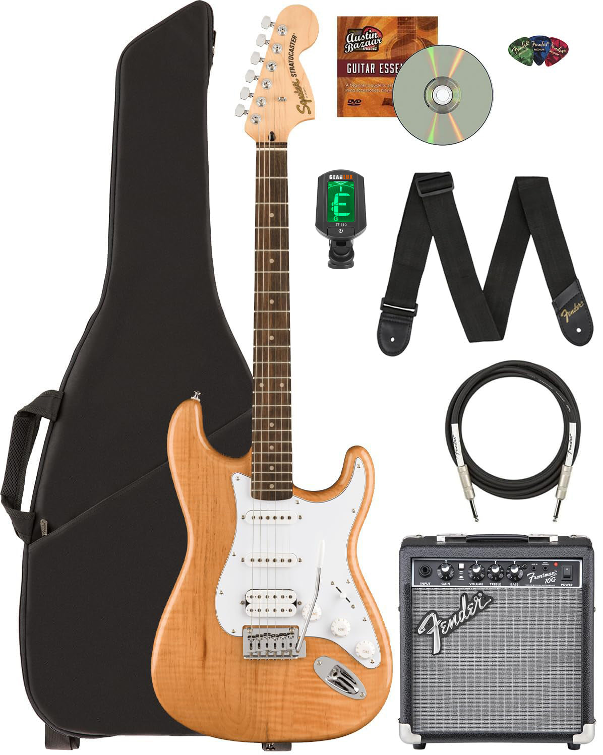 Fender Squier Affinity Stratocaster HSS - Natural w/ Frontman 10G Amplifier