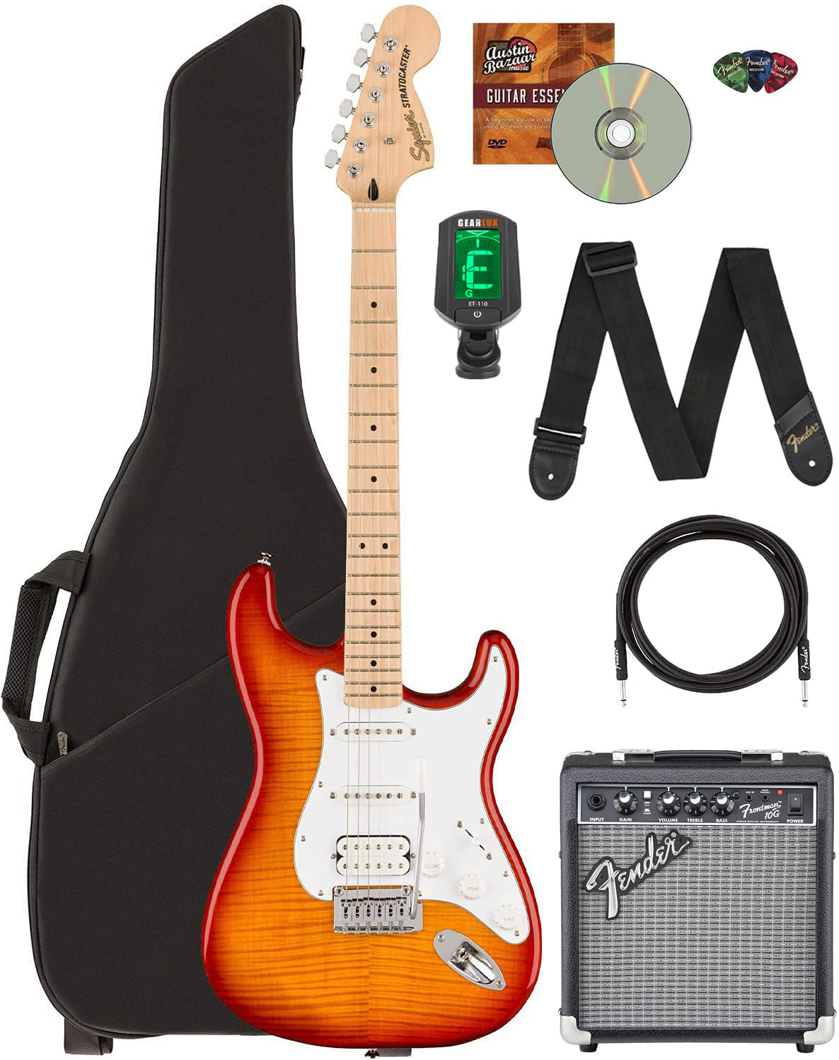 Fender Squier Affinity Stratocaster FMT HSS - Sienna Sunburst w/ Frontman 10G Amplifier