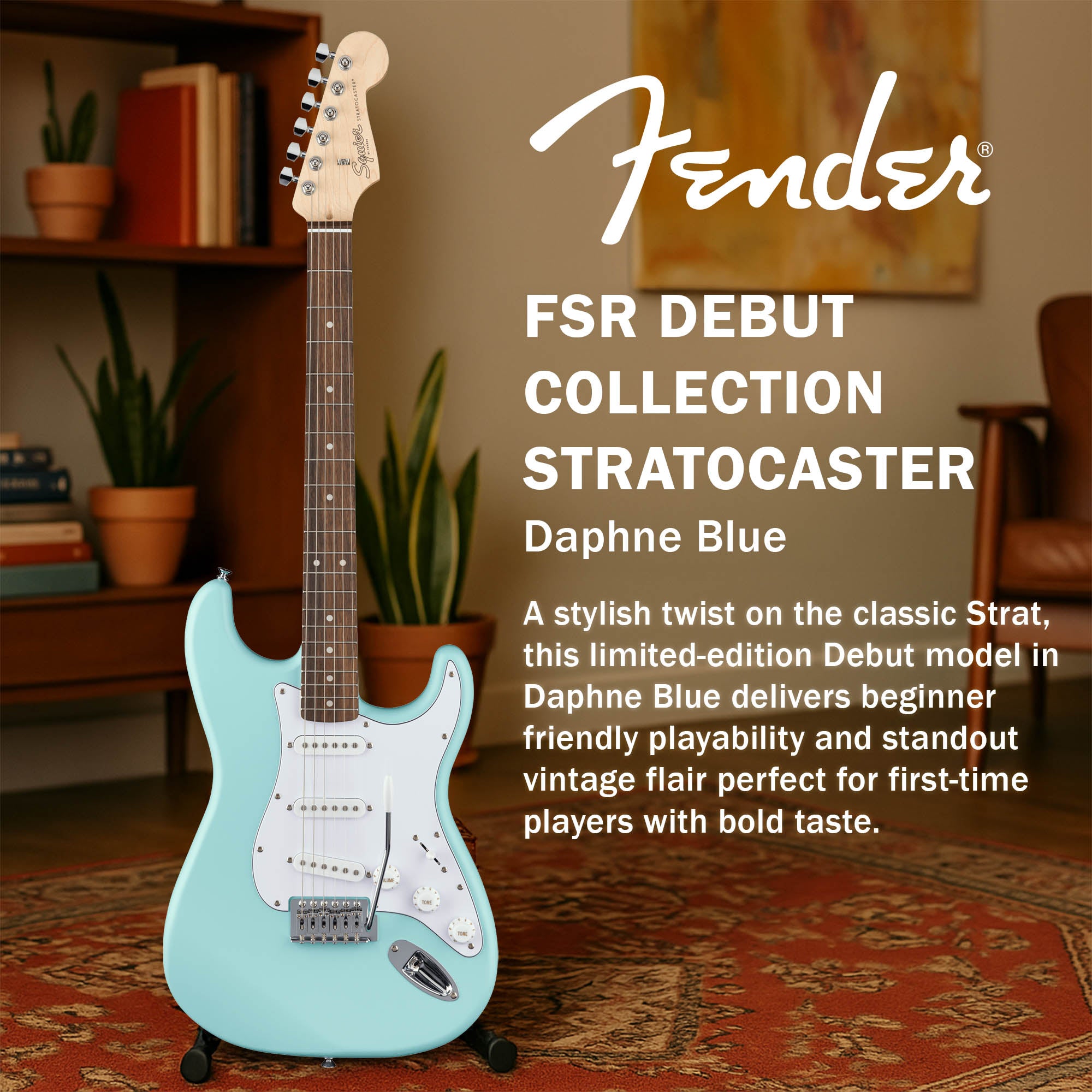 Fender Squier Stratocaster - Daphne Blue w/ Amplifier