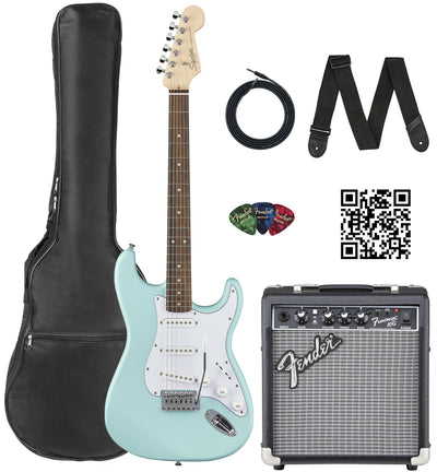 Fender Squier Stratocaster - Daphne Blue w/ Frontman 10G Amplifier
