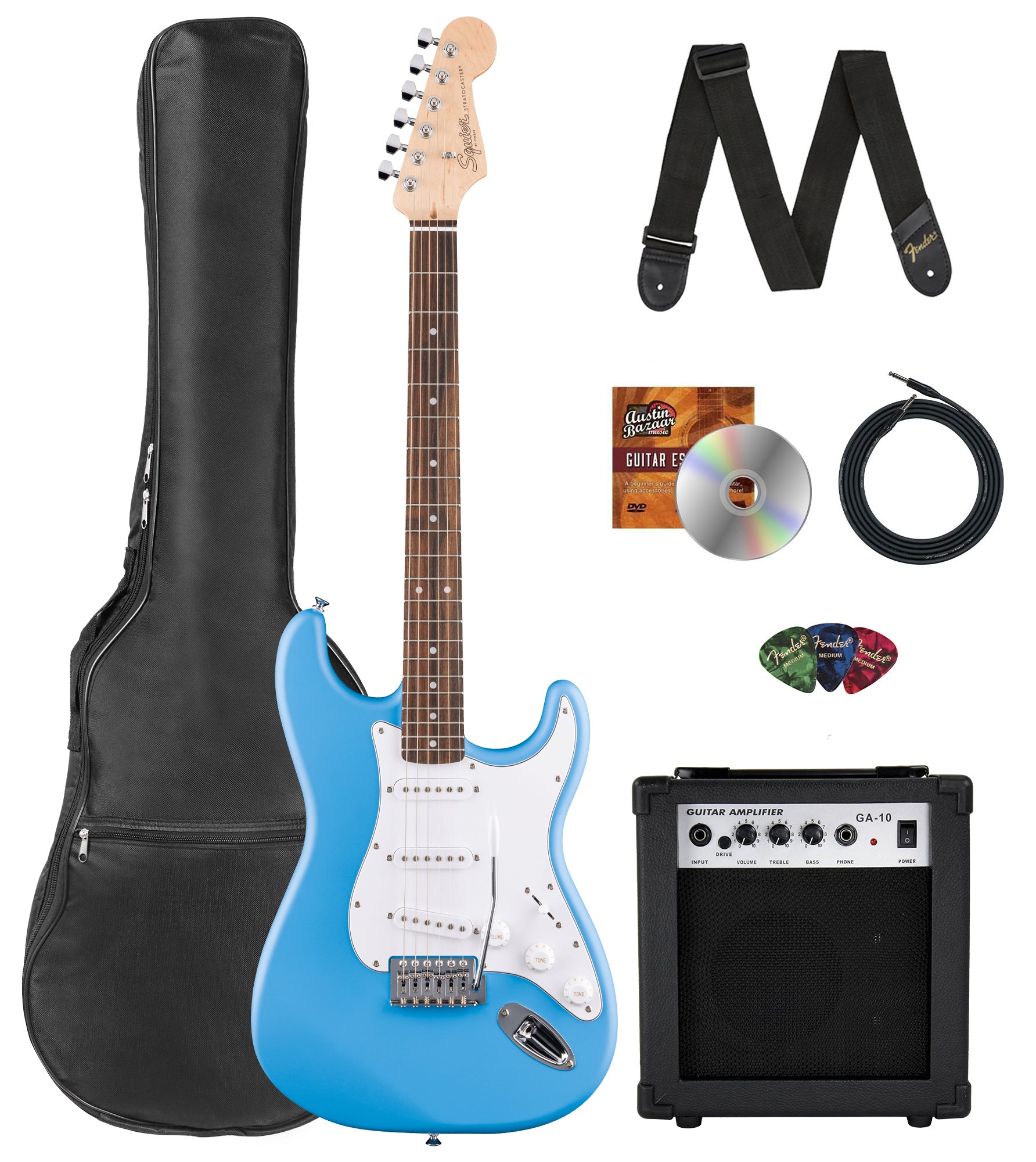 Fender Squier Stratocaster - California Blue w/ Amplifier