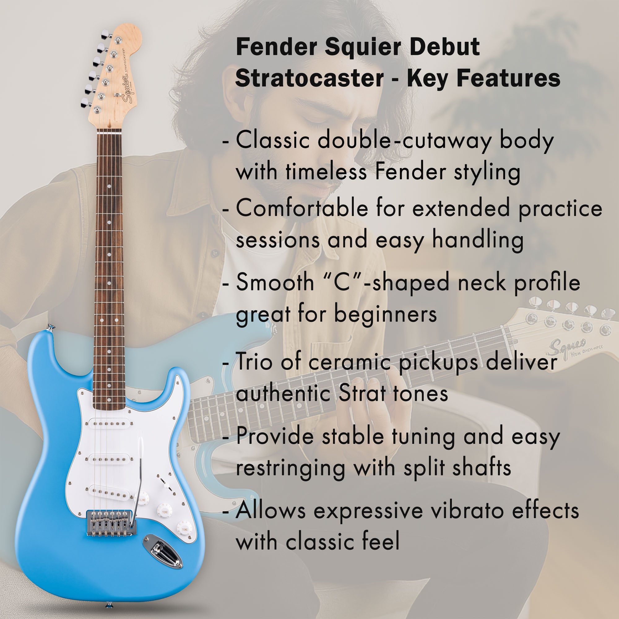 Fender Squier Stratocaster - California Blue w/ Amplifier – Austin