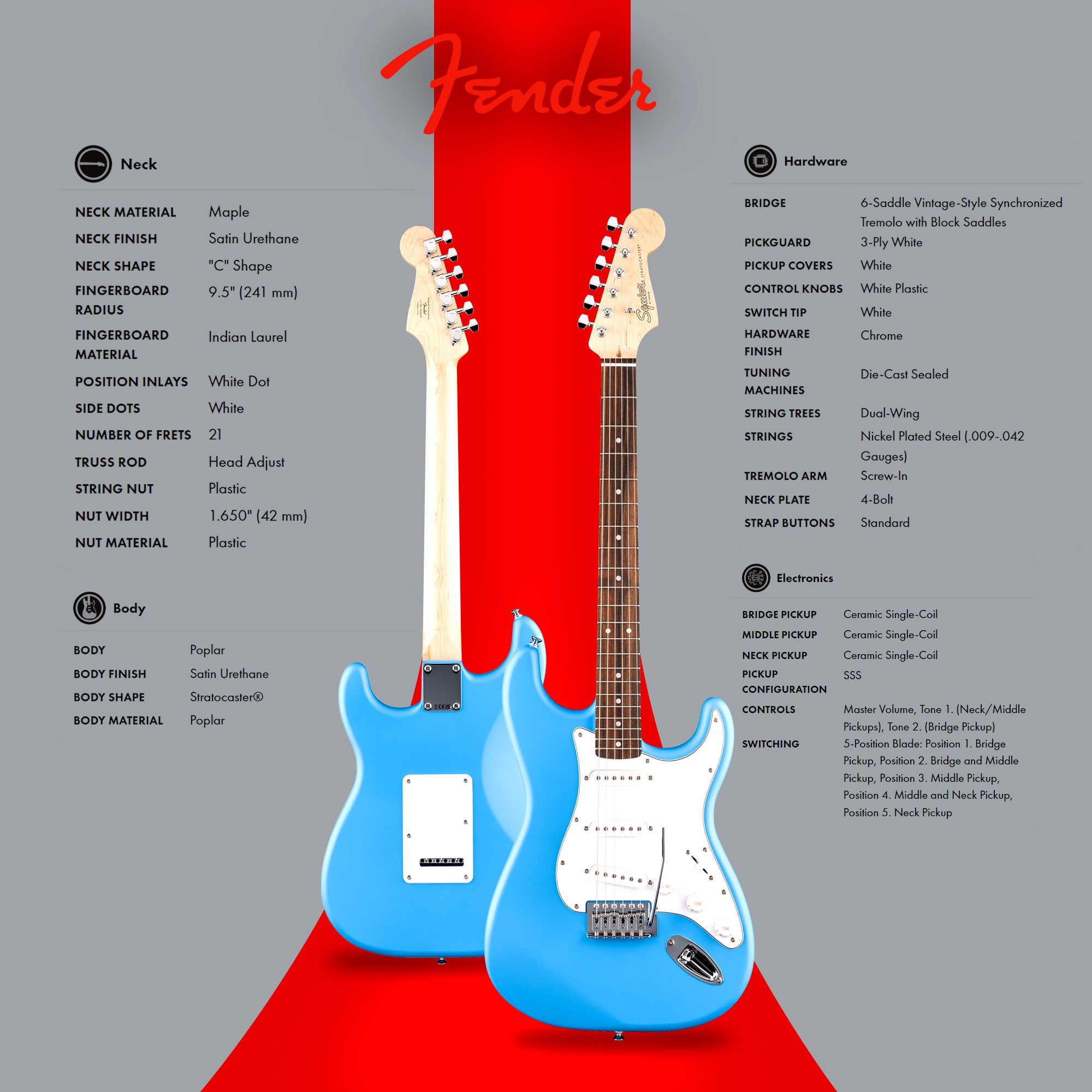Fender Squier Stratocaster - California Blue w/ Amplifier – Austin