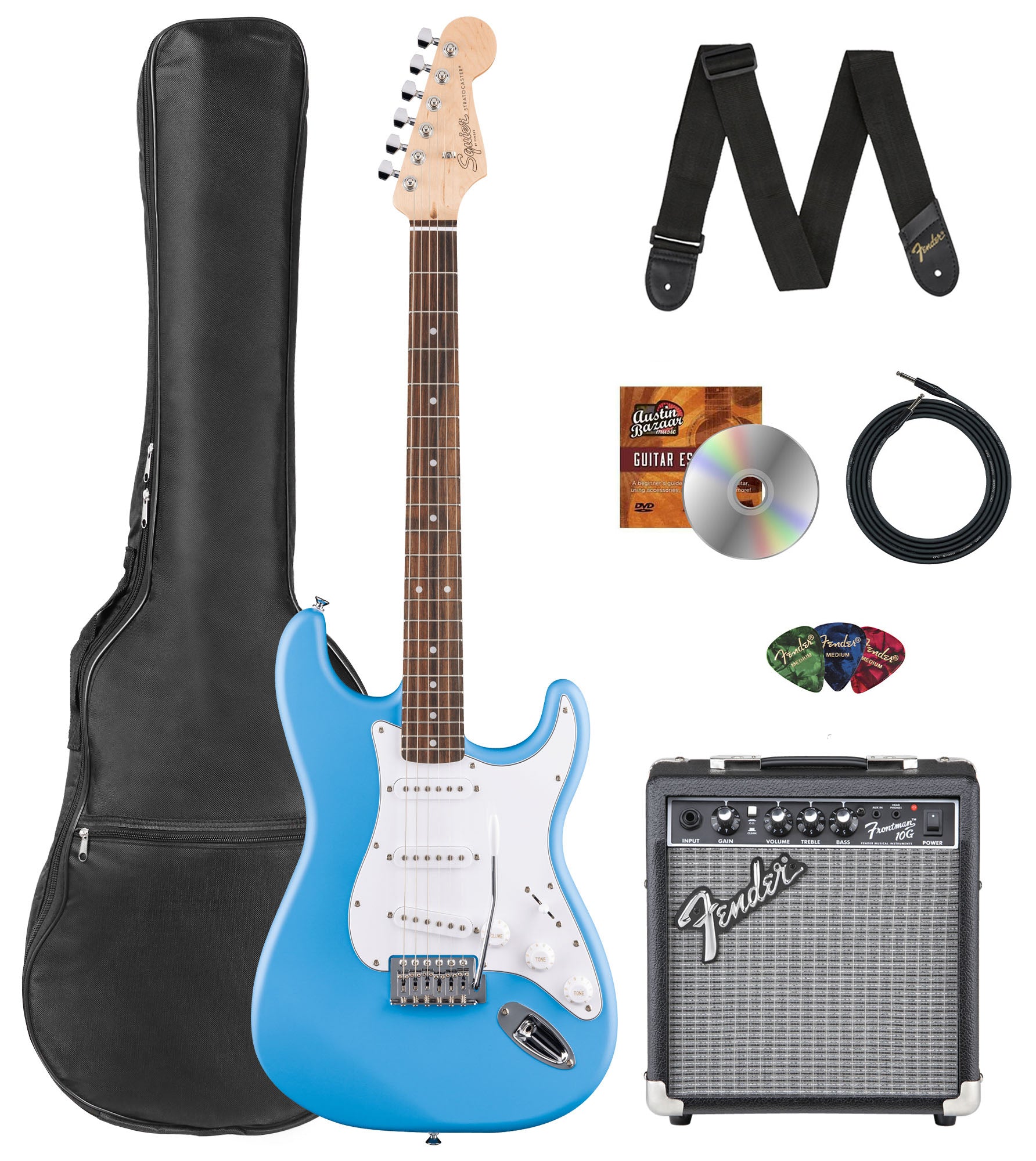 Fender Squier Stratocaster - California Blue w/ Frontman 10G Amplifier