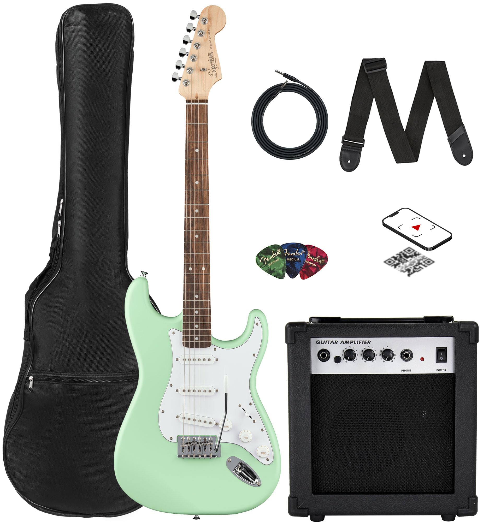 Fender Squier Stratocaster - Surf Green w/ Amplifier