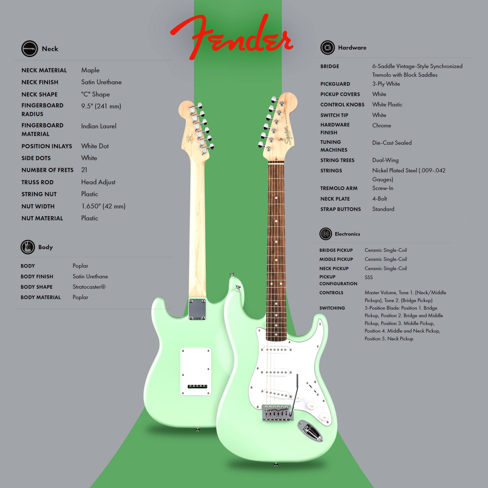 Fender Squier Stratocaster - Surf Green w/ Amplifier