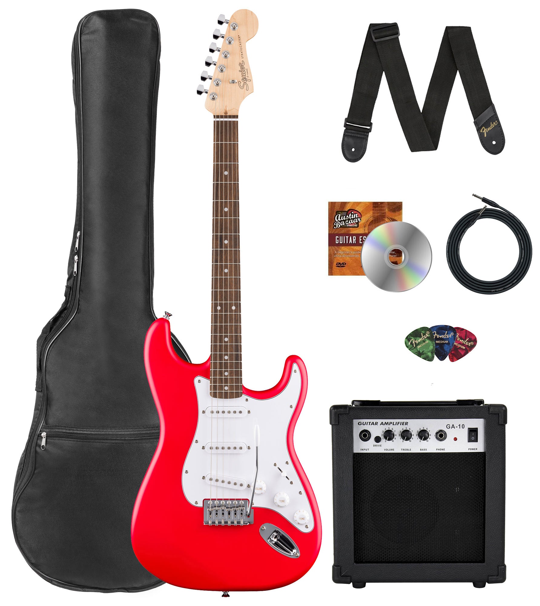 Fender Squier Stratocaster - Torino Red w/ Amplifier