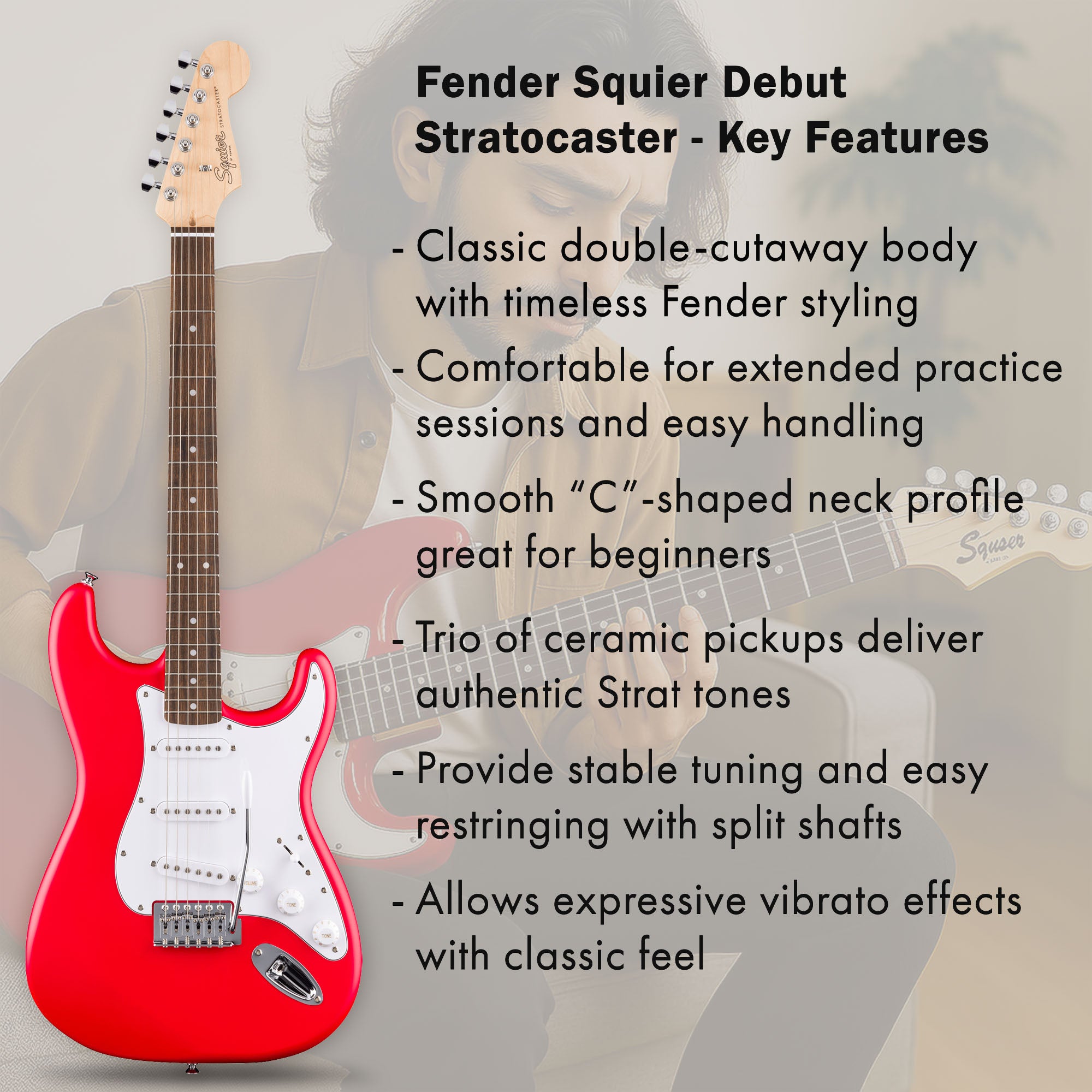 Fender Squier Stratocaster - Torino Red w/ Amplifier