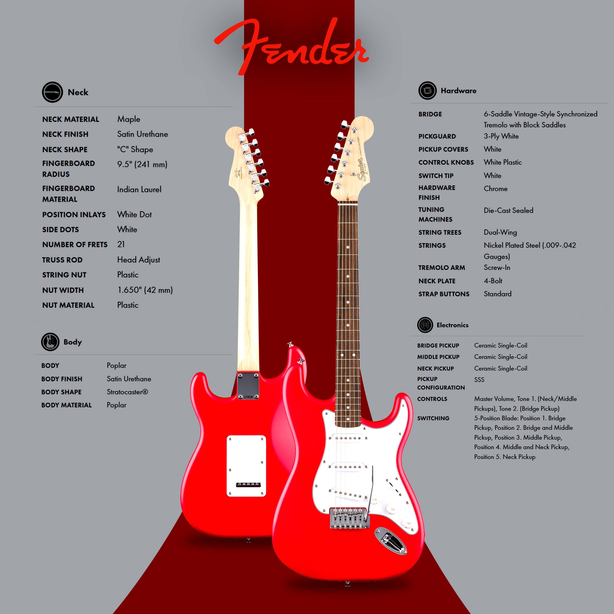 Fender Squier Stratocaster - Torino Red w/ Amplifier