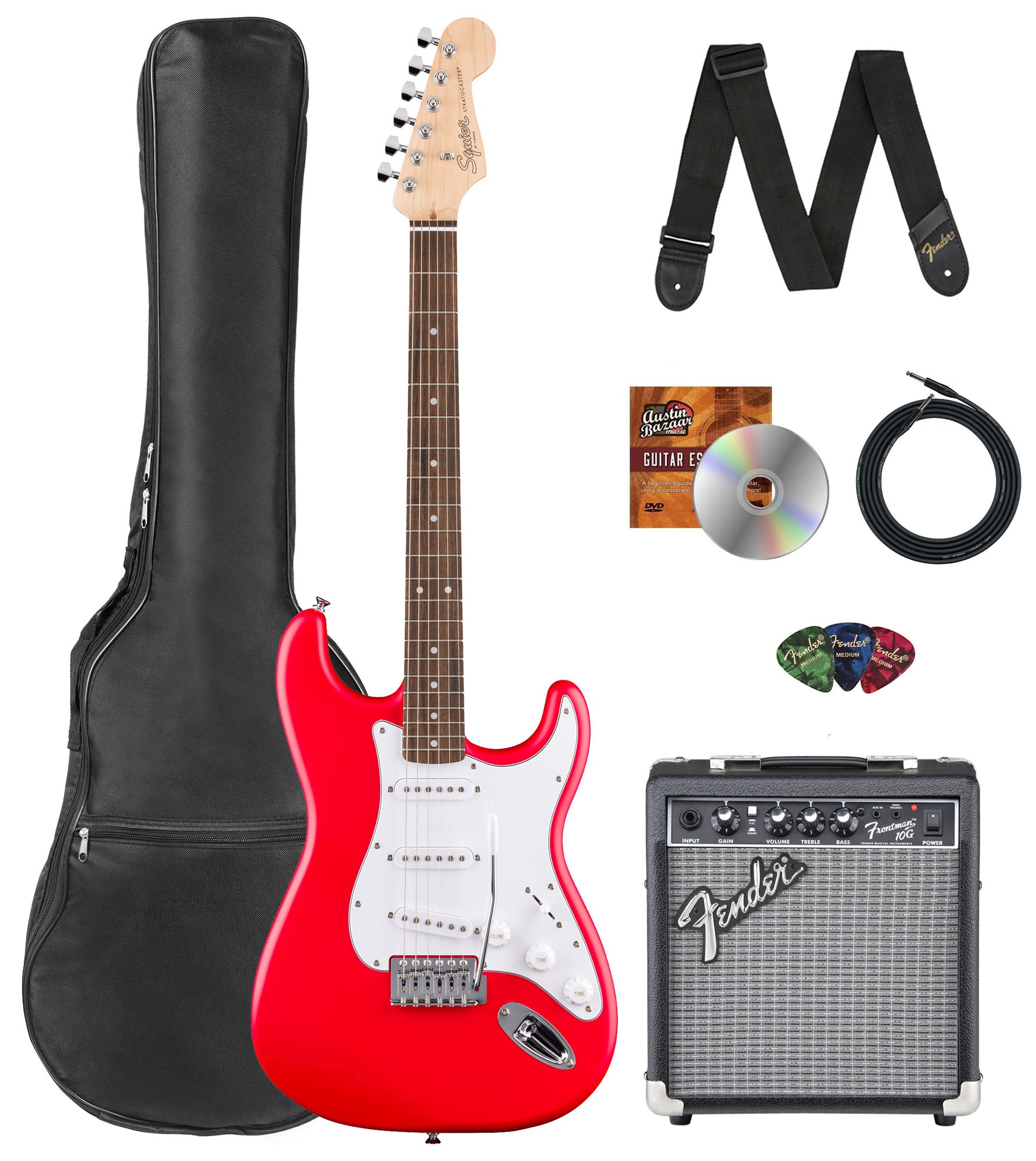 Fender Squier Stratocaster - Torino Red w/ Frontman 10G Amplifier