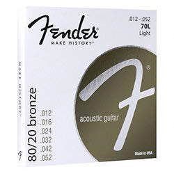 Fender 70L Light Bronze Acoustic Guitar Strings, .012-.053 - 3 Pack