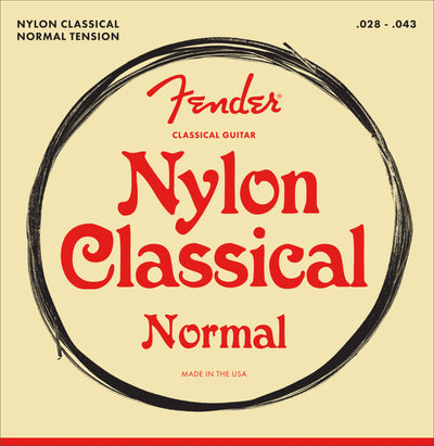 Fender Nylon Classical Guitar Strings, Normal Tension, .028-.043, Tie End - 6 Pack w/ Picks