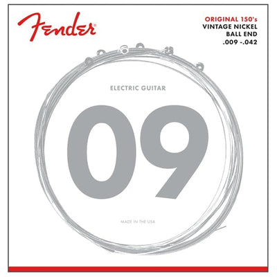 Fender Original 150's Pure Nickel Electric Guitar Strings, Ball End, .009-.042, Light - 6 Pack w/ Picks