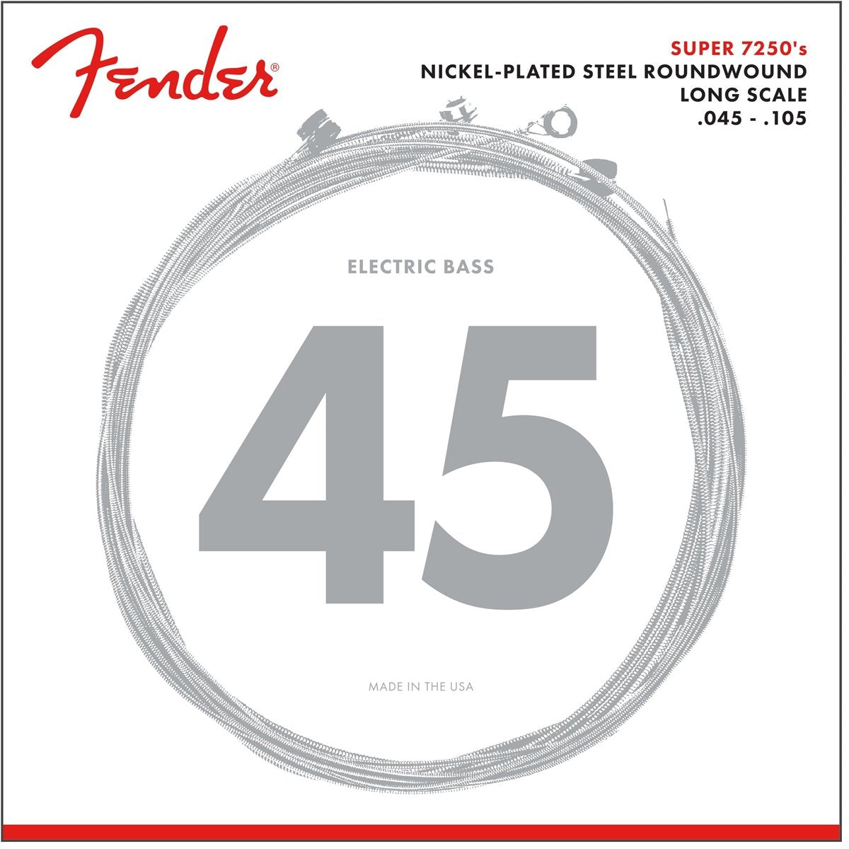 Fender 7250 Bass Strings, Nickel Plated Steel, Long Scale
