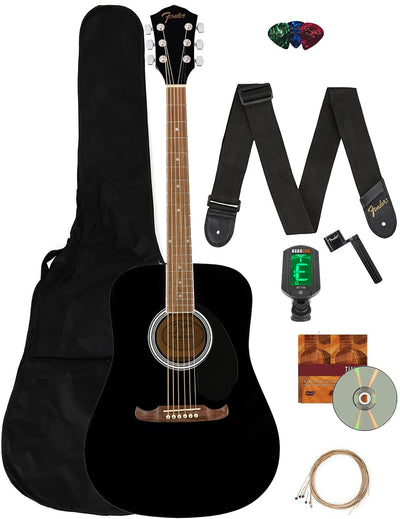 Fender FA-125 Dreadnought Acoustic Guitar - Black w/ Gig Bag