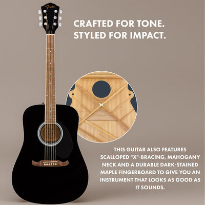 Fender FA-125 Dreadnought Acoustic Guitar - Black w/ Gig Bag