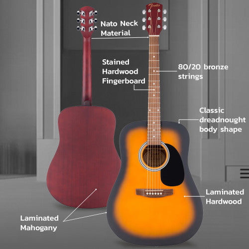 Fender FA-25 Dreadnought Acoustic Guitar - Sunburst w/ Gig Bag