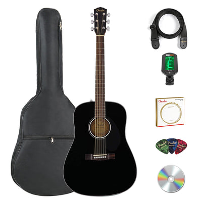 Fender CD-60S Solid Top Dreadnought Acoustic Guitar - Black w/ Gig Bag