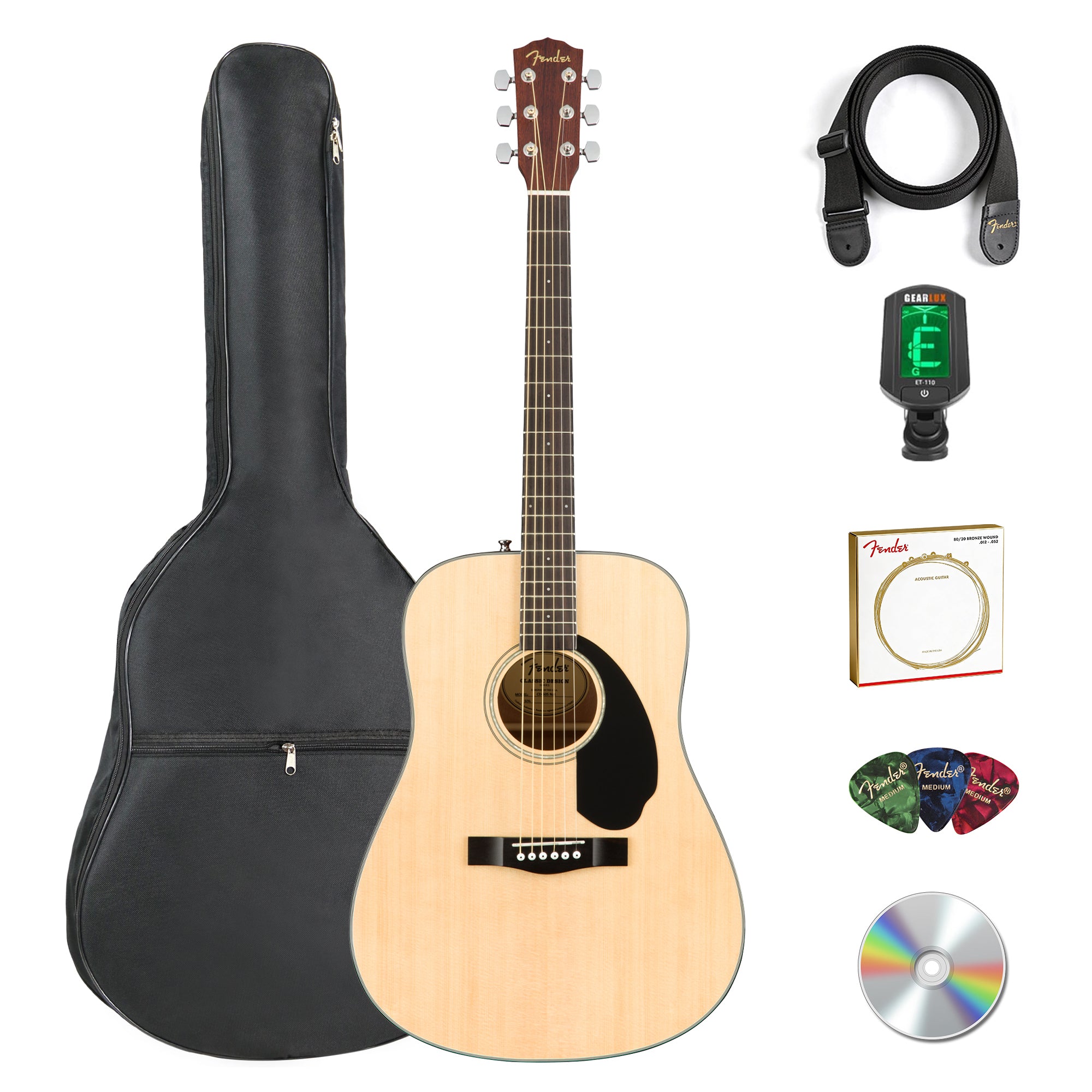 Fender CD-60S Solid Top Dreadnought Acoustic Guitar - Natural w