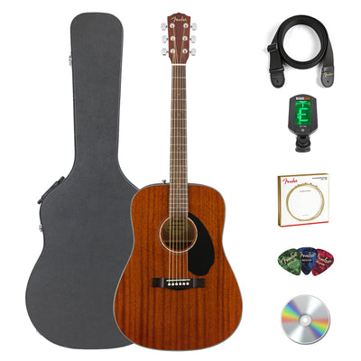 Fender CD-60S Solid Top Dreadnought Acoustic Guitar - All Mahogany w/ Hard Case