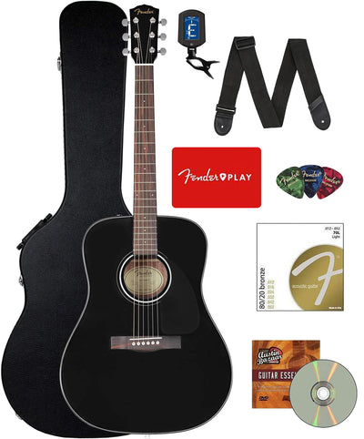 Fender CD-60 Dreadnought Acoustic Guitar - Black w/ Hard Case