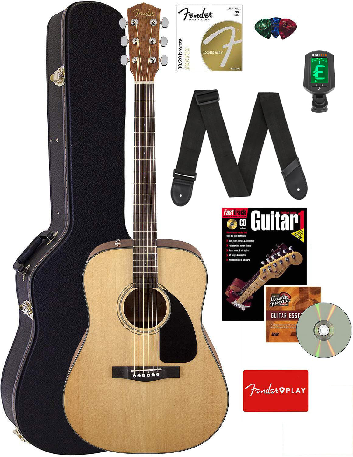 Fender CD-60 Dreadnought Acoustic Guitar - Natural w/ Hard Case