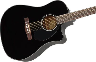 Fender CD-60SCE Solid Top Dreadnought Acoustic-Electric Guitar - Black