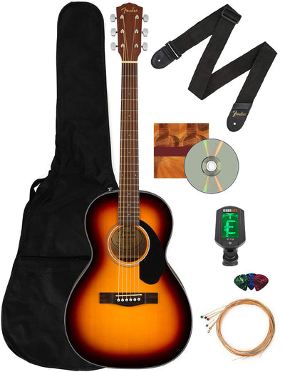 Fender CP-60S Solid Top Parlor Acoustic Guitar - Sunburst w/ Gig Bag