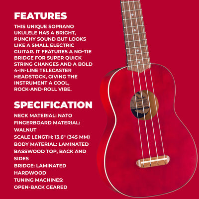 Fender Venice Soprano Ukulele - Cherry