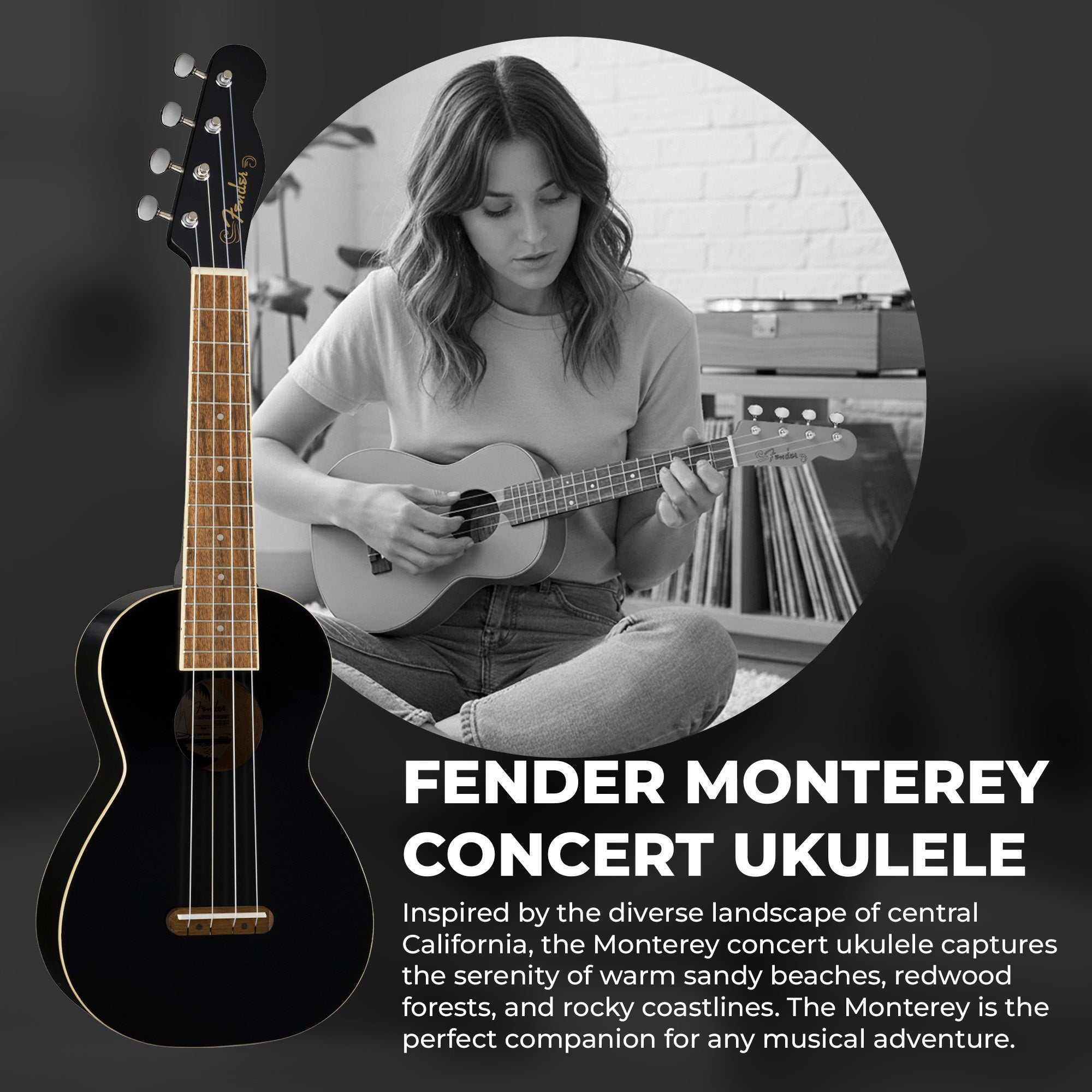 Fender Monterey Concert Ukulele - Black