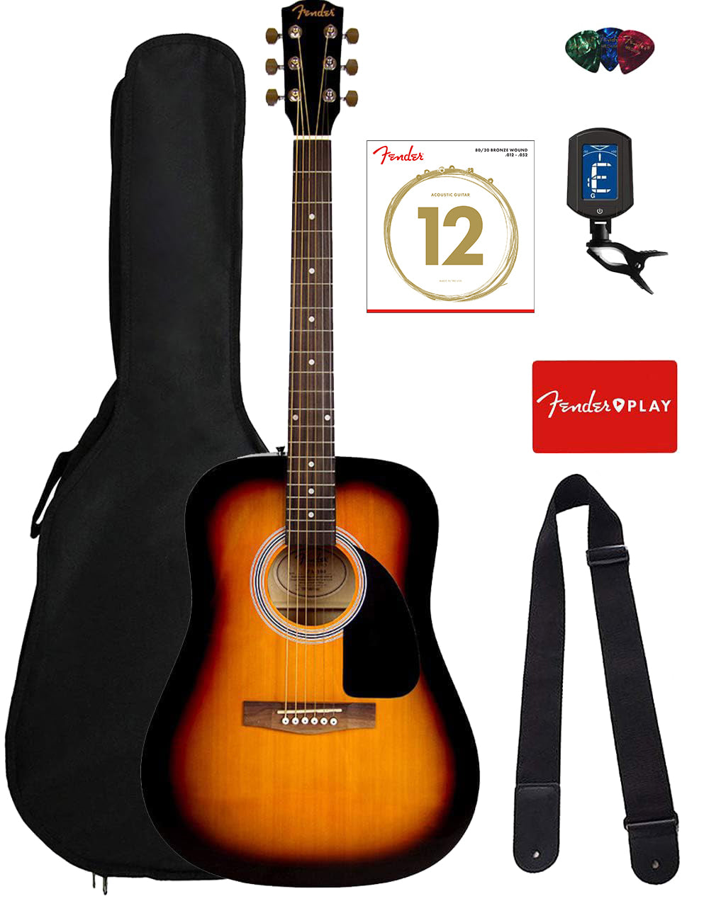 Fender FA-115 Dreadnought Acoustic Guitar - Sunburst w/ Gig Bag