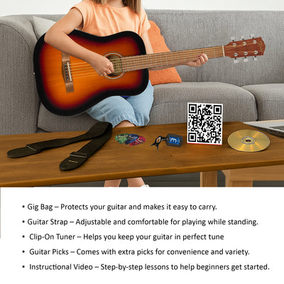 Fender FA-15 3/4-Scale Kids Steel String Acoustic Guitar - Sunburst w/ Gig Bag