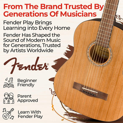 Fender FA-15 3/4-Scale Kids Steel String Acoustic Guitar - Natural w/ Gig Bag