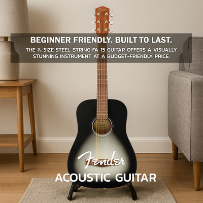 Fender FA-15 3/4-Scale Kids Steel String Acoustic Guitar - Moonlight Burst w/ Gig Bag