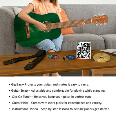 Fender FA-15 3/4-Scale Kids Steel String Acoustic Guitar - Green w/ Gig Bag