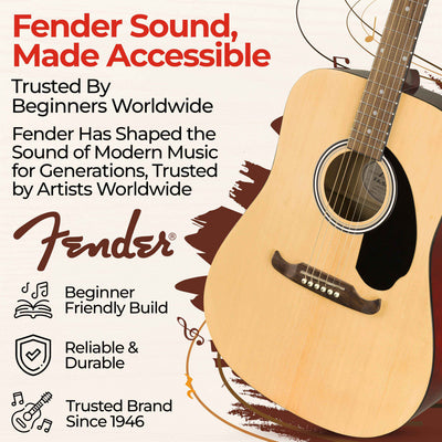 Fender FA-125 Dreadnought Acoustic Guitar - Natural w/ Gig Bag