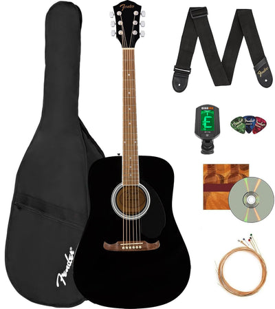 Fender FA-125 Dreadnought Acoustic Guitar - Black w/ Gig Bag