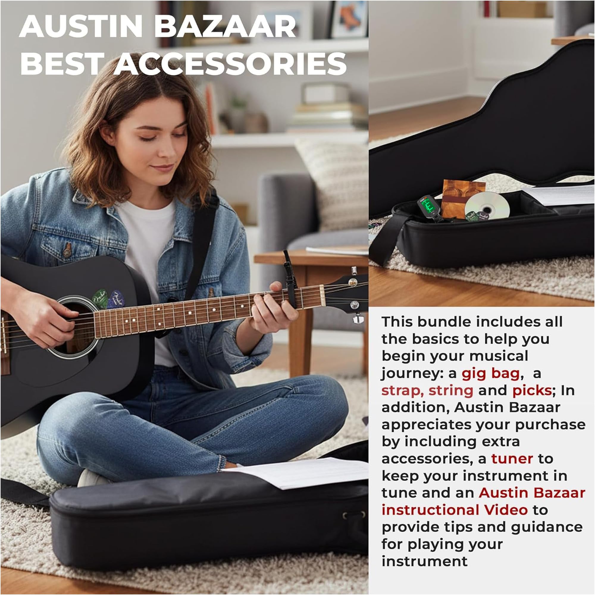 Fender FA-125 Dreadnought Acoustic Guitar - Black w/ Gig Bag